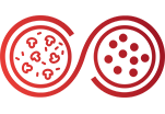 illustration of two pizzas inside of either end of an infinity loop